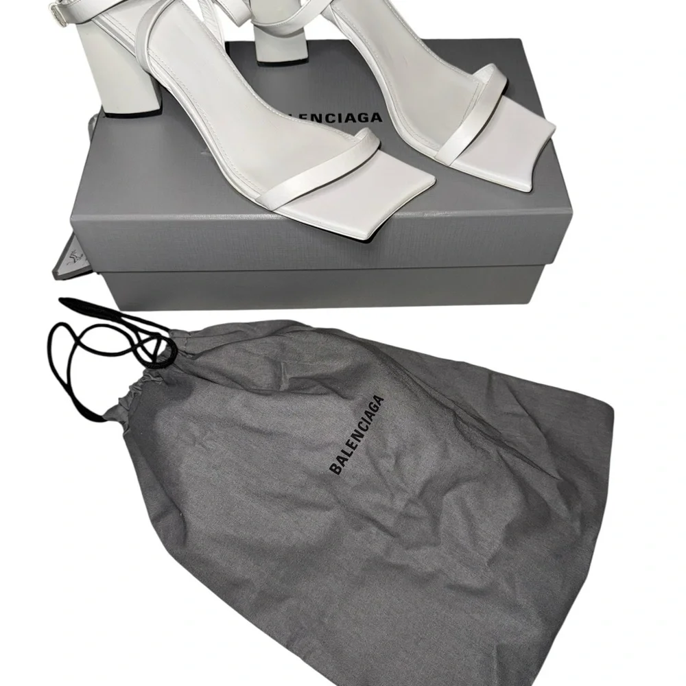 Balenciaga White Ankle Strap Heels - Picture 6 of 16